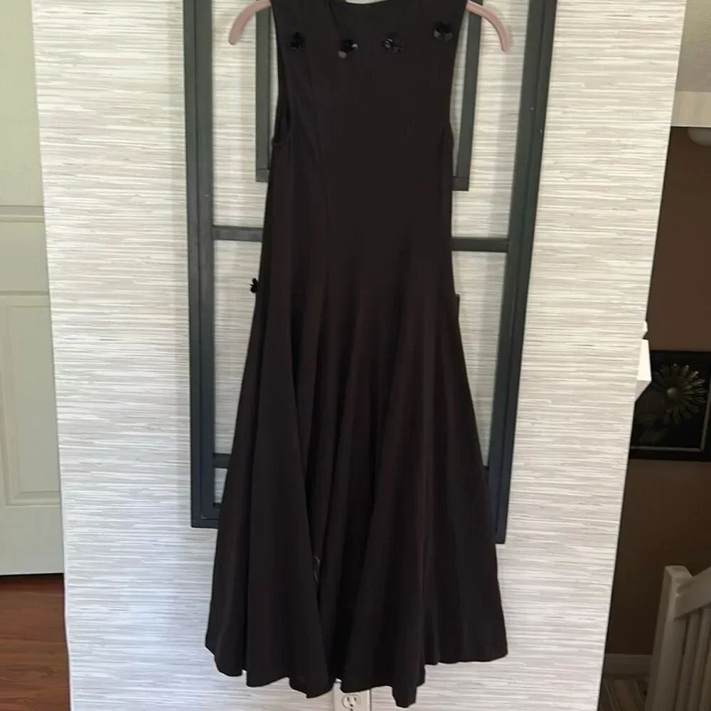 NWT Maeve Anthropologie black stretch cotton sleeveless dress with sequins size